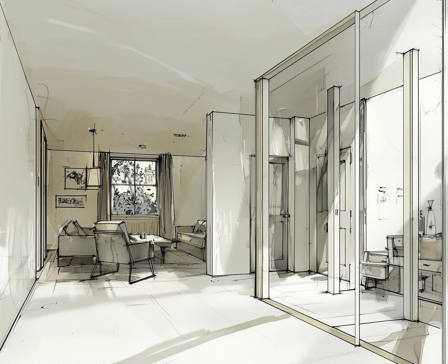 On the drawing board. 
Sketches for a London townhouse interior in Knightsbridge.
Tracing proportion, light, and atmosphere before anything becomes fixed.

#onthedrawingboard #handdrawnsketch #architecturalsketch #interiorsketch #londontownhouse #kni