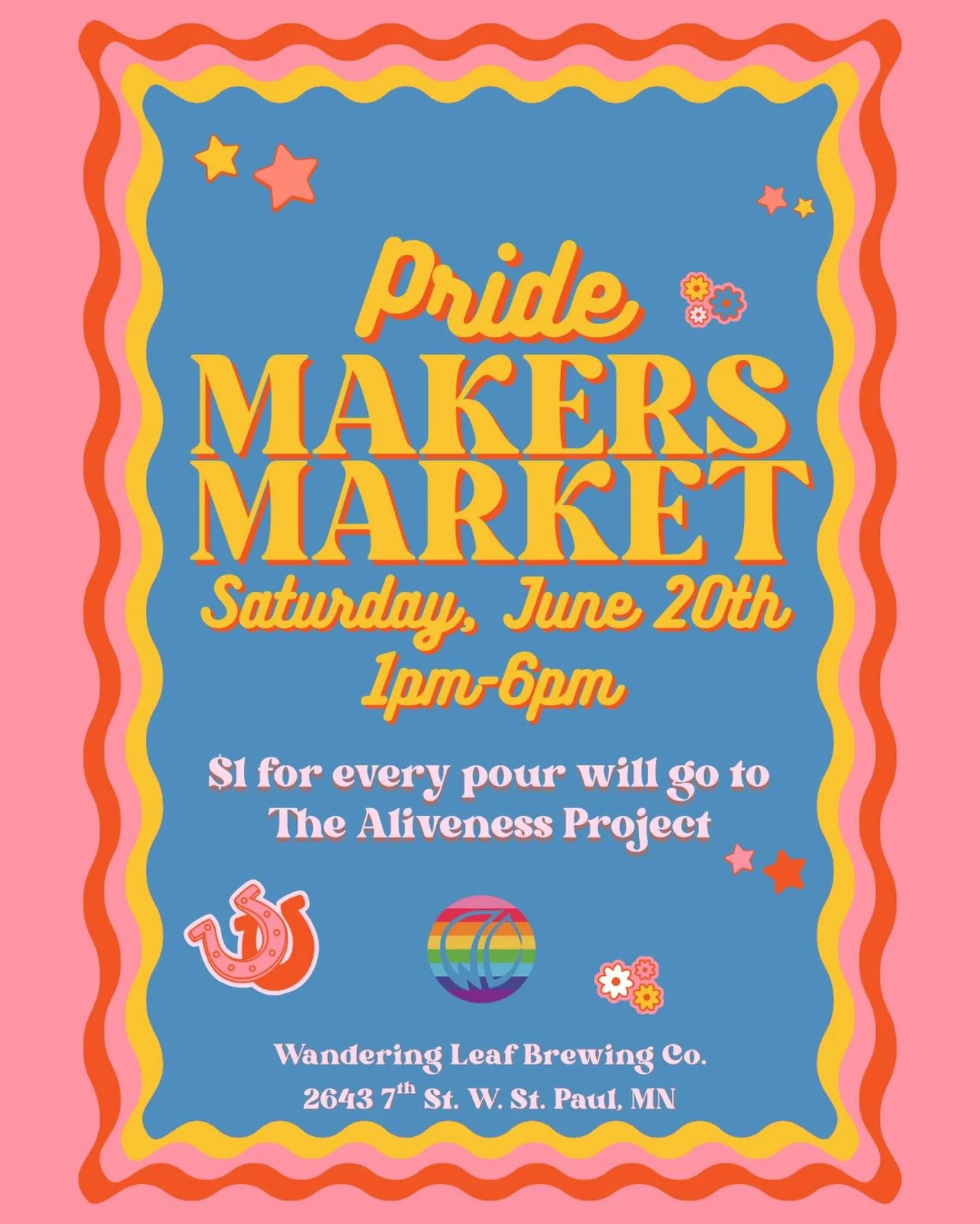 Excited to release the vendor line-up for our 2026 Pride Makers Market! Join us on Saturday, June 20th from 1-6pm to shop local and celebrate our LGBTQIA+ vendors! $1 from every pour will be donated to The Aliveness Project during the Market!

@made.