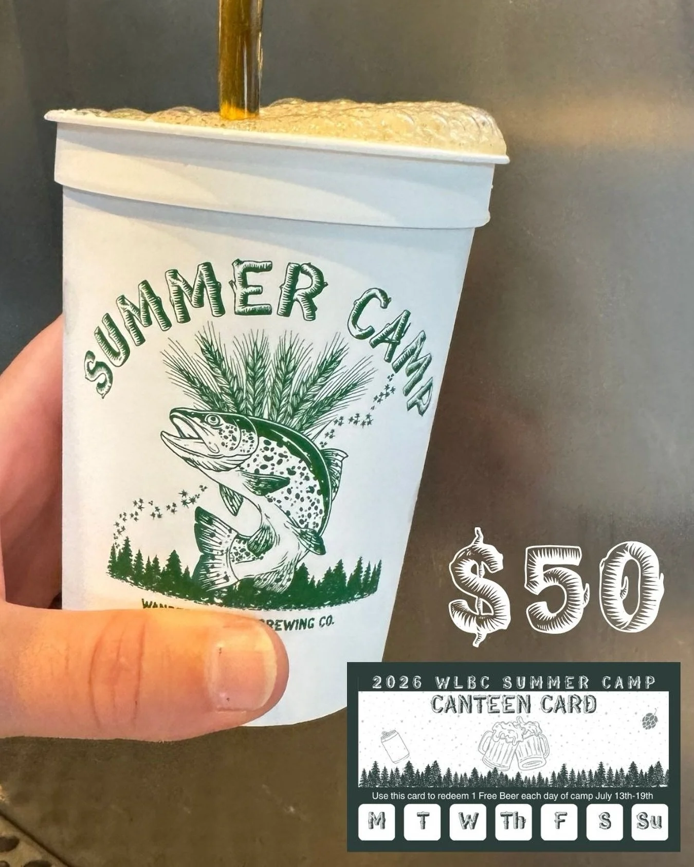 Attention, campers! ⛺️ Presale is open for Canteen Cards! 🍺 For $50, you get a Camp Cup along with your card, which is redeemable for 1 free beer a day during Summer Camp, July 13-19th. 🌲 (P.S. don&rsquo;t forget to tip your beertender! 😉)