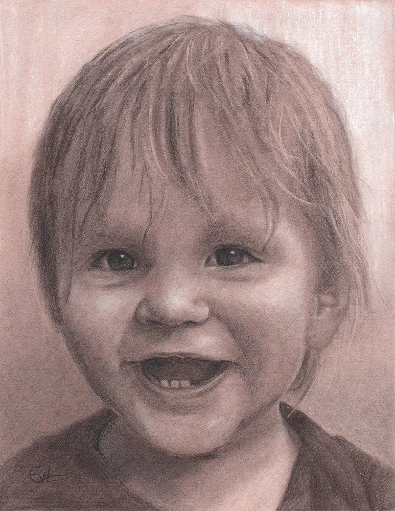 kinderportret in houtskool