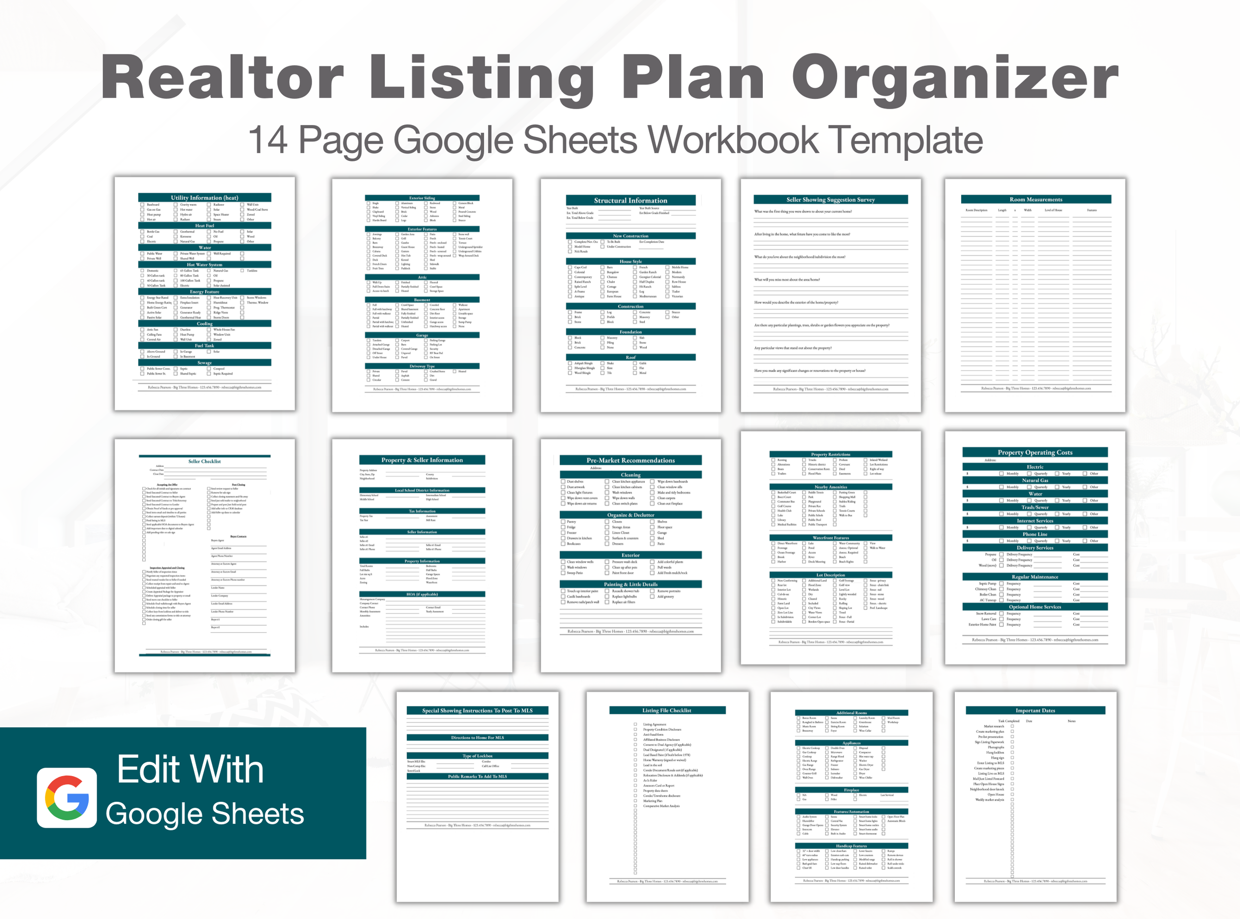 Pre-Listing checklist template for real estate agents from listing appointment