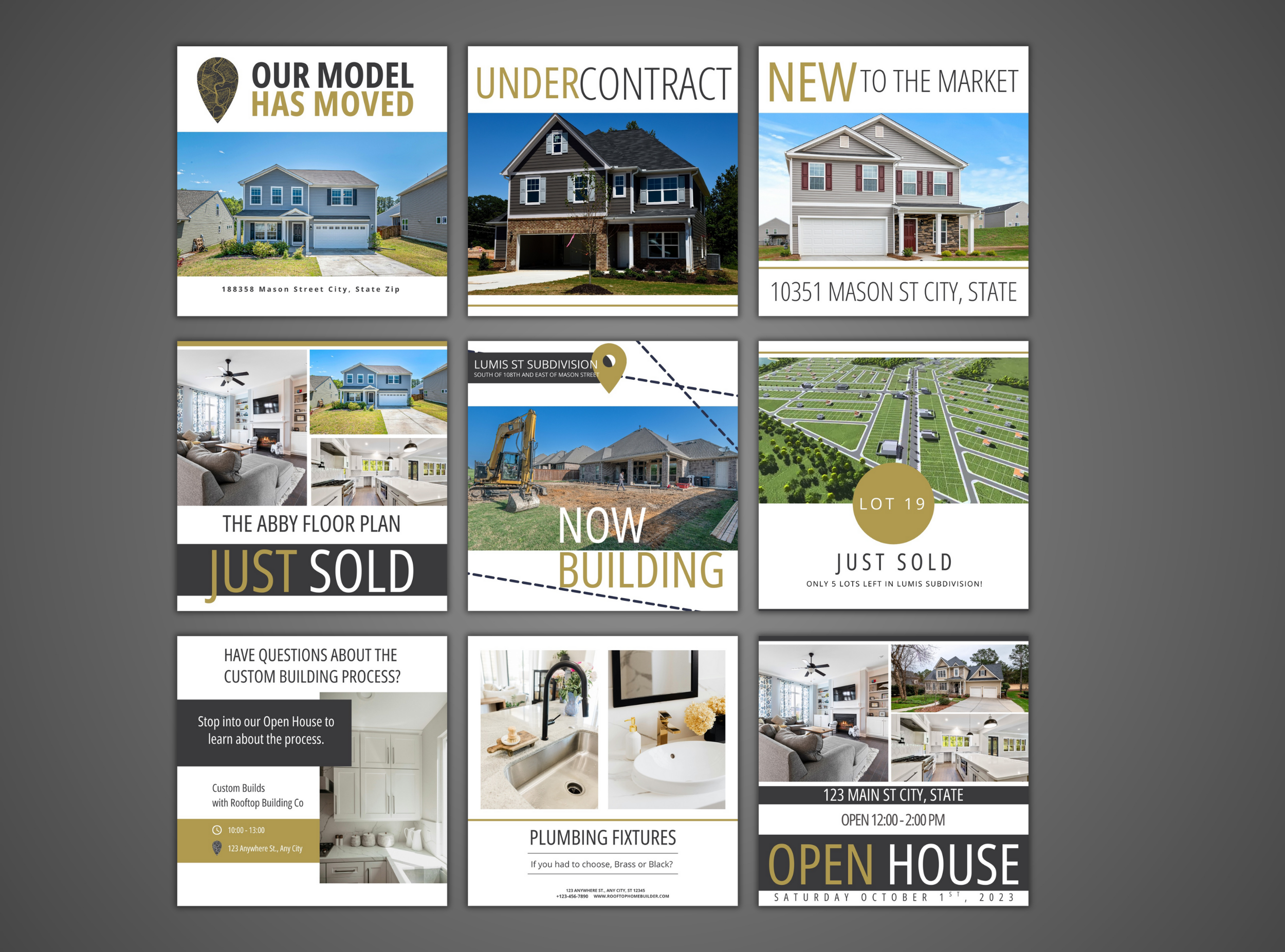 Pre-done social media graphic template for new construction home builders
