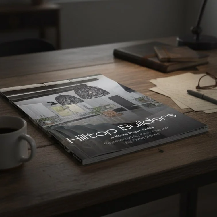 Home builder marketing materials including buyer guides, flyers, and feature sheets