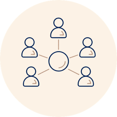 Icon of connected people in a network