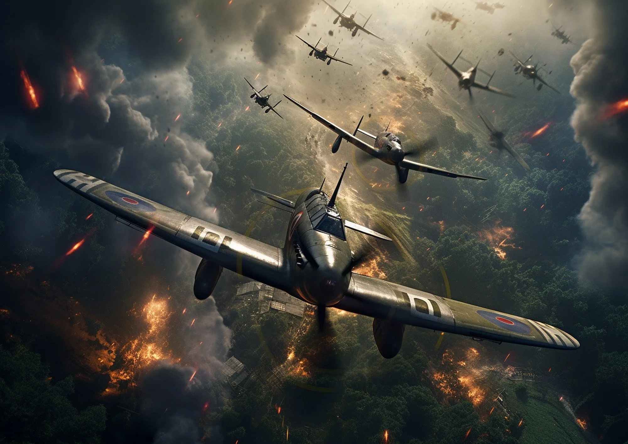 Spitfires Amidst Fire and Smoke! 
