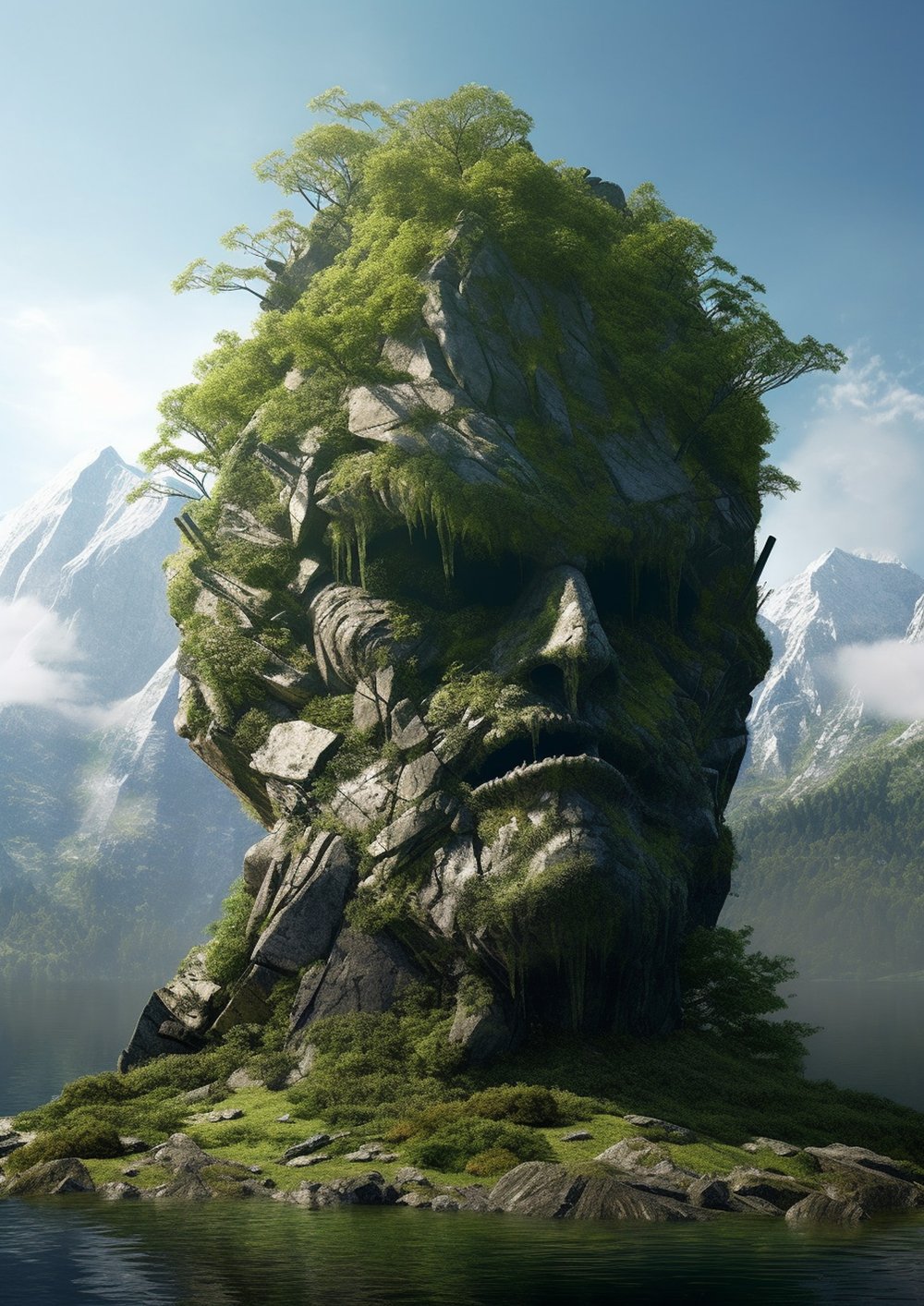  Artistic representations of heads, crafted from the imagery of Norwegian mountains, forests, and fjords 