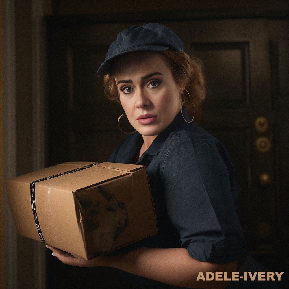  A photo of Adele delivering a package 