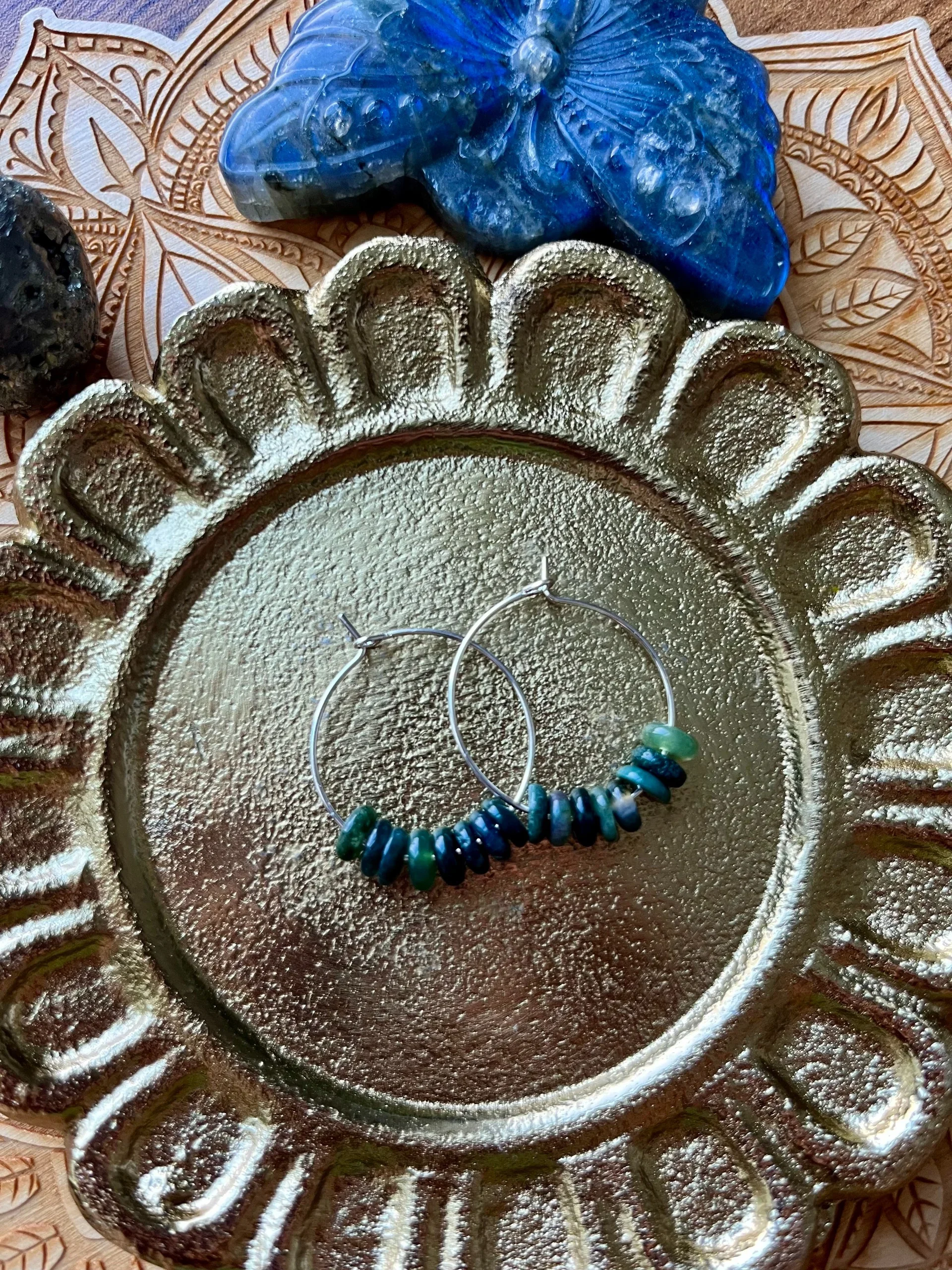 Green Moss Agate Grounding Earrings