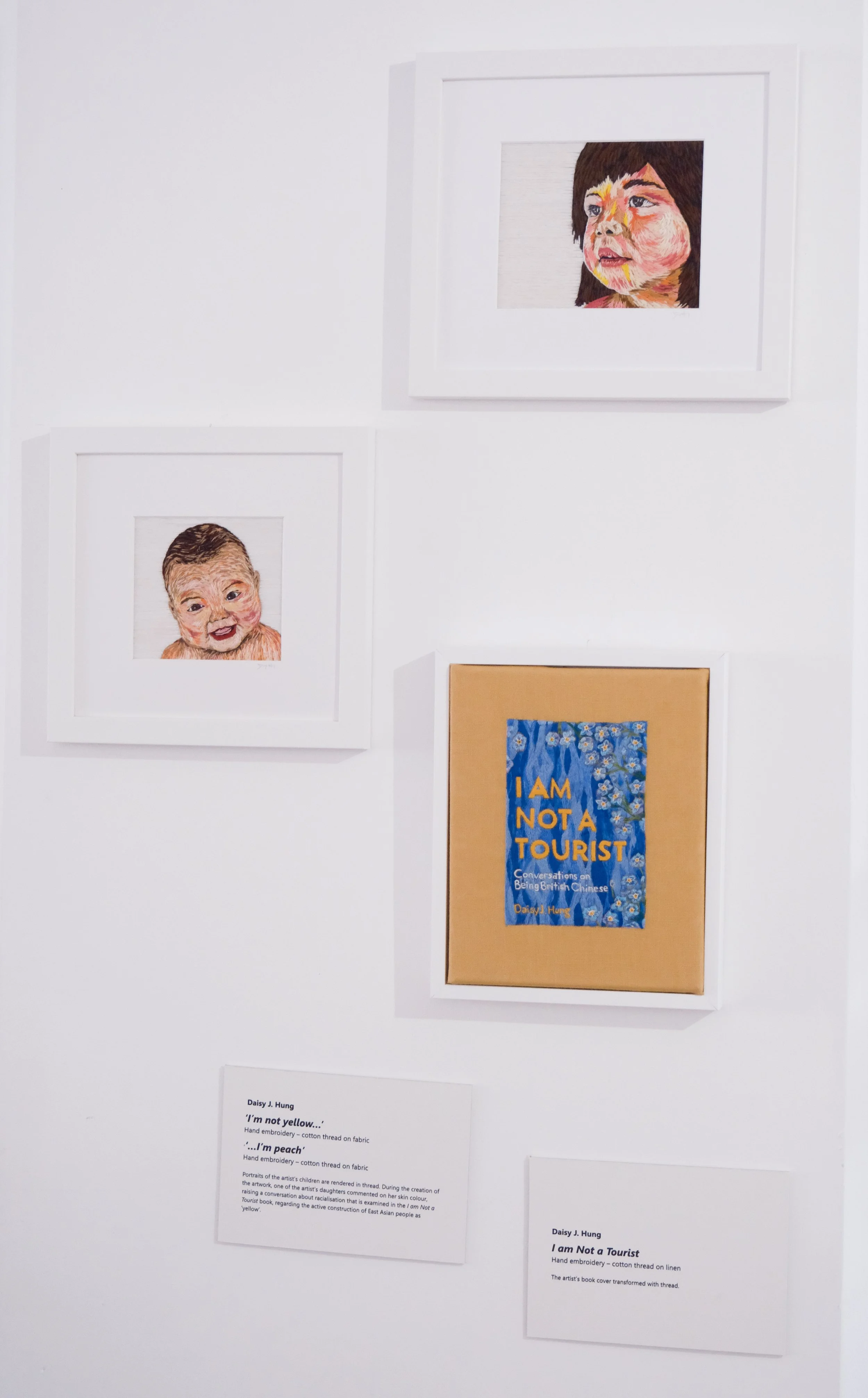 "I Am Not a Tourist book cover by Daisy J Hung and embroidery works at the Old Fire Station in Oxford