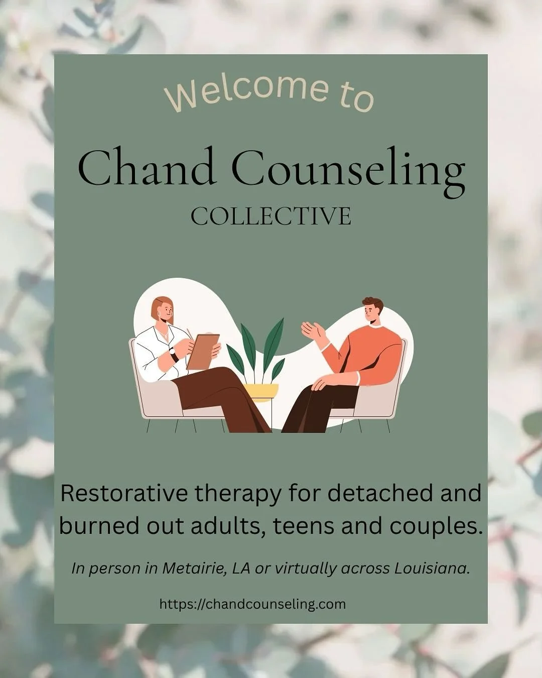 We are here to support you! 🤗 Make today the day to begin your healing journey!
Click the link to schedule a FREE consultation call TODAY! 
https://chandcounseling.com