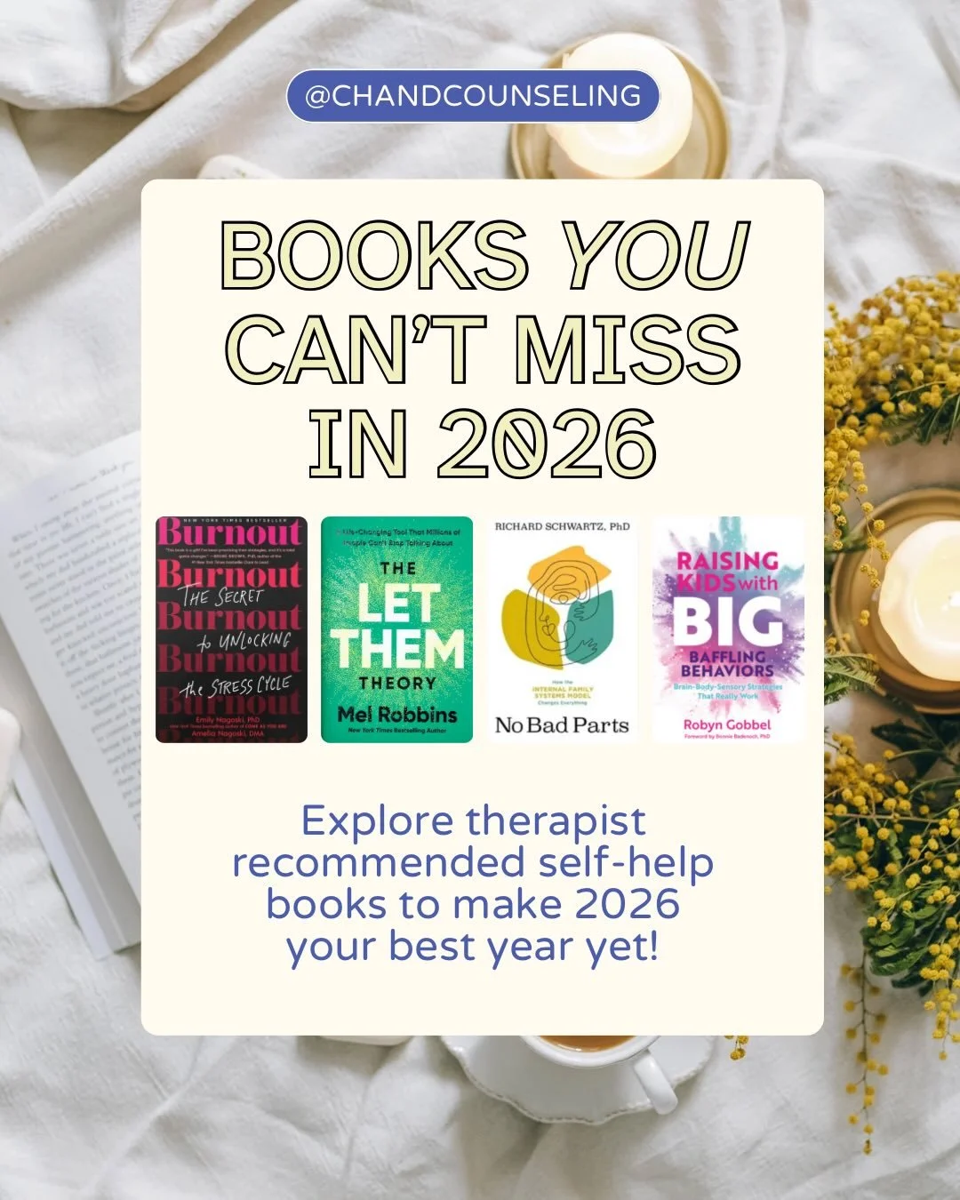 2026 is the year of actually doing the inner work.
✨
These self-help books are some of our favorite tools for reflection, growth, and emotional resilience - but remember, insight is just the first step. Real change happens when you have support to ap