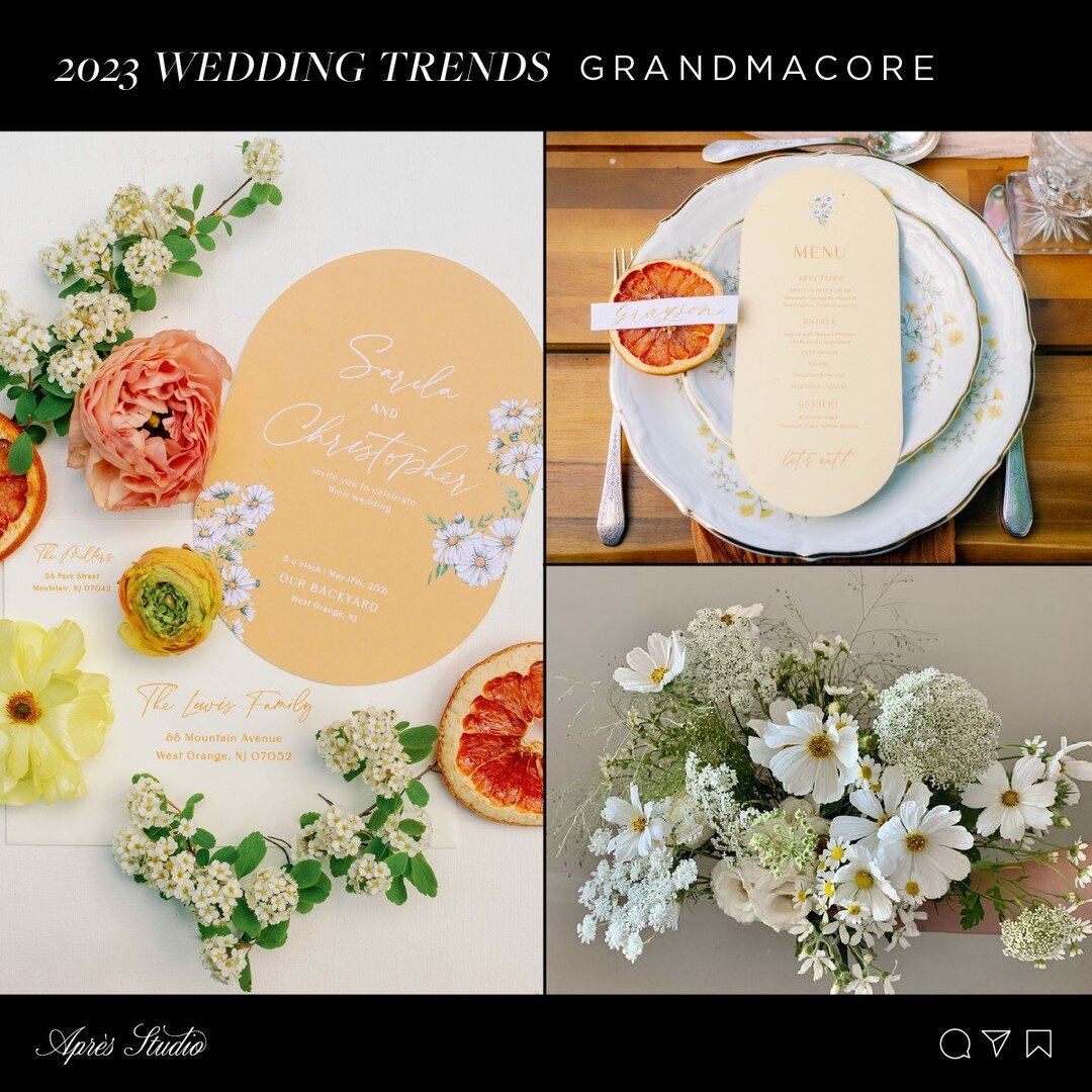 DAY 5: GRANDMACORE
Something old, something new&hellip; this next trend for 2023 takes borrowing something from Grandma to the next level! Giving the vintage look a modern feel with mismatched china, daisy bouquets, lace details and more

#2023weddin