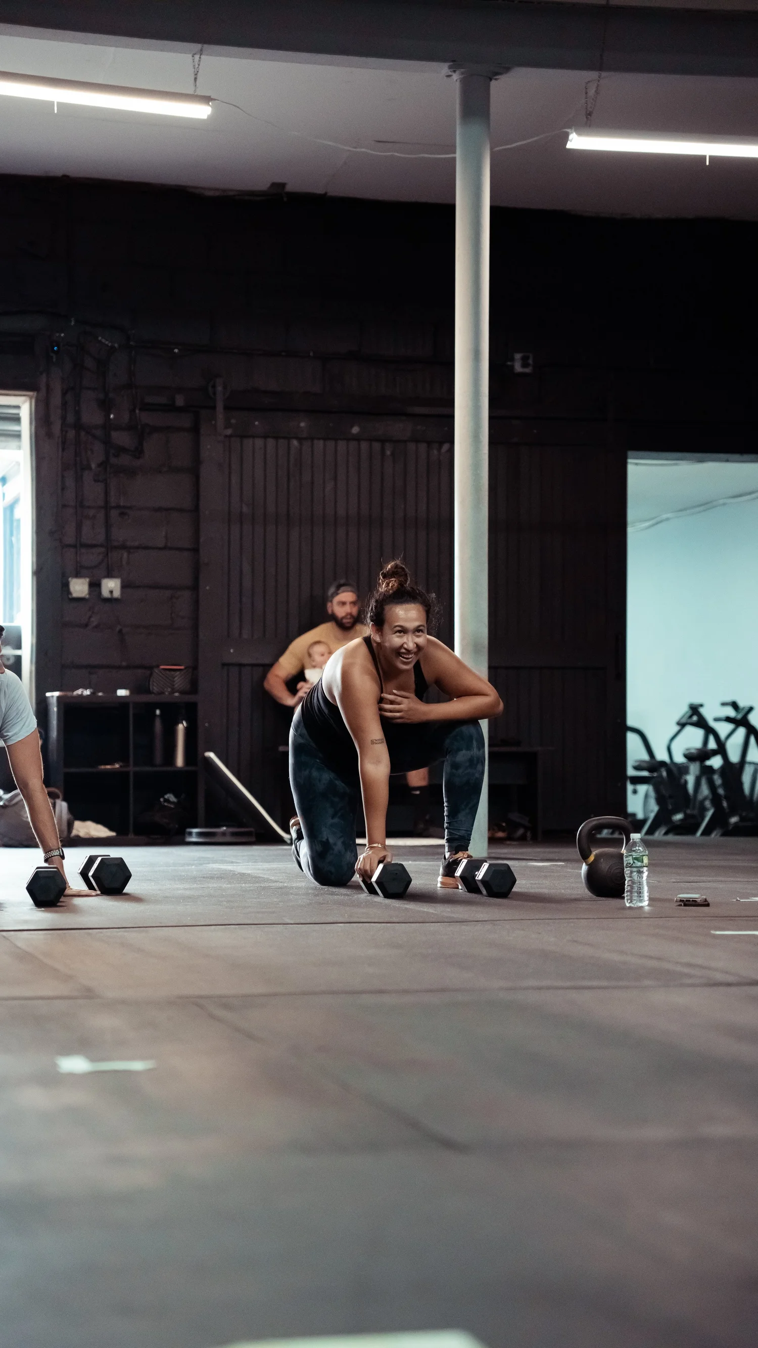 Group class with dumbbells at Char Fitness Club in Montclair, NJ