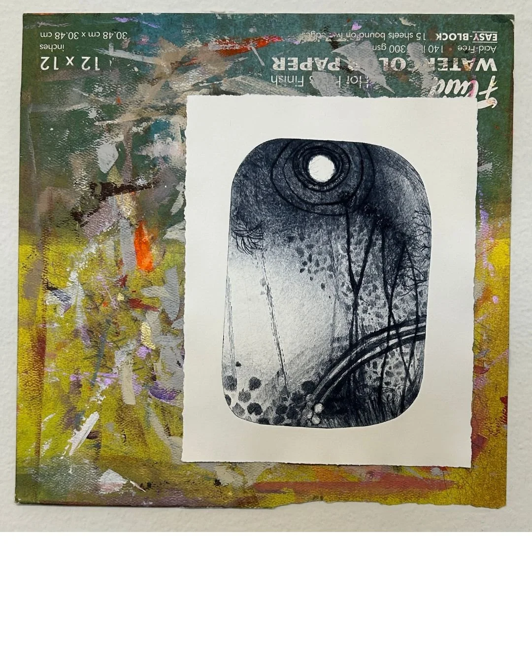 These prints were about learning the process of creating an etching: scratching a drawing on a thin flexible plastic Akua plate, discovering possibilities &amp; techniques, inking the plate, and turning the magical wheel of the printing press. When I