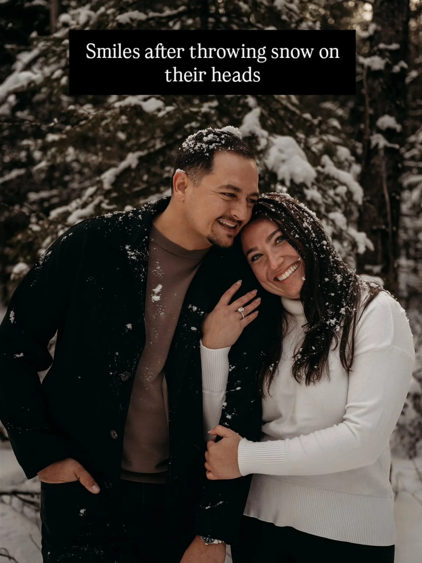 Both are so cute but I love getting snow on some hair. It adds fun, texture, and interest ❄️ Not to mention it's hilarious having snow thrown on you by a photographer 😄 

Love, 
Your fave Glacier National Park Proposal and Couples Photographer 

#gl