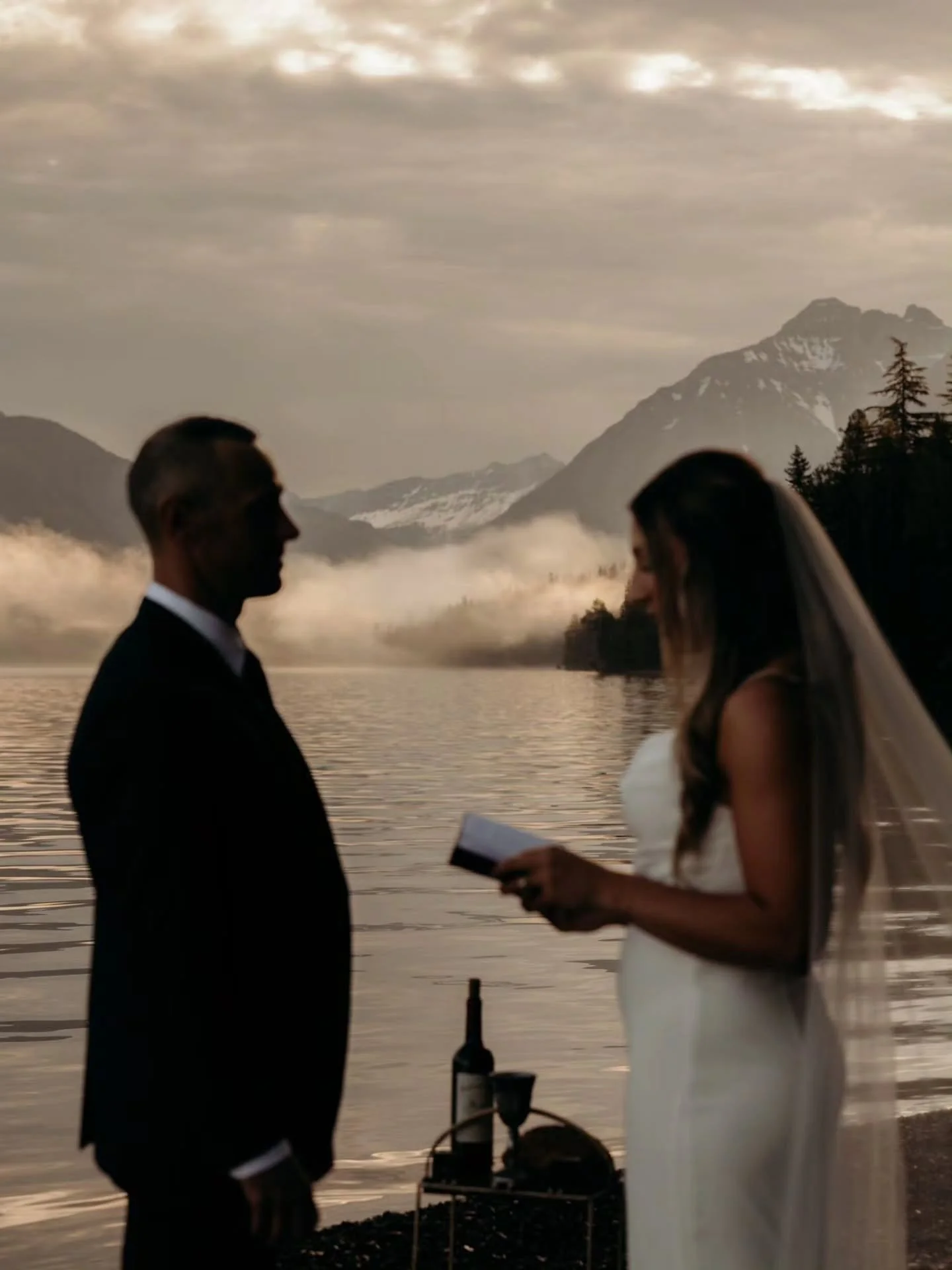 Imagine saying your vows HERE 😭 

Of course, they were only looking at each other. My job was to capture this moment for them to look back on forever. 

Sunrise is special. Quiet, crisp, and the smell of due on the foliage was just a cherry on top. 
