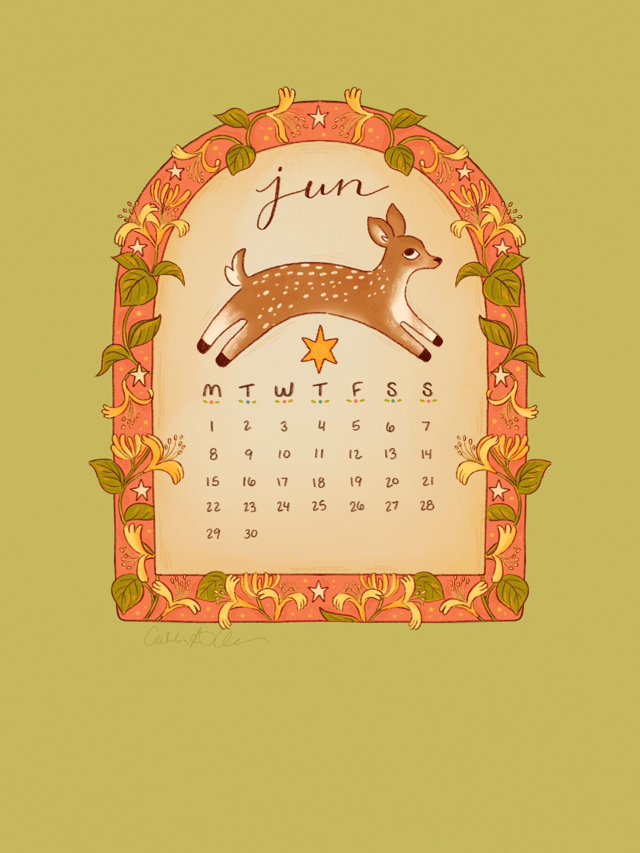 happy june! ☀️🌻 (and happy pride!)

i wanted to post this yes but here is the calendar wallpaper foe this month! For June I chose a deer and some honeysuckle to represent the month 💛

reminder!! you can download this wallpaper on my pa🌳eon for fre