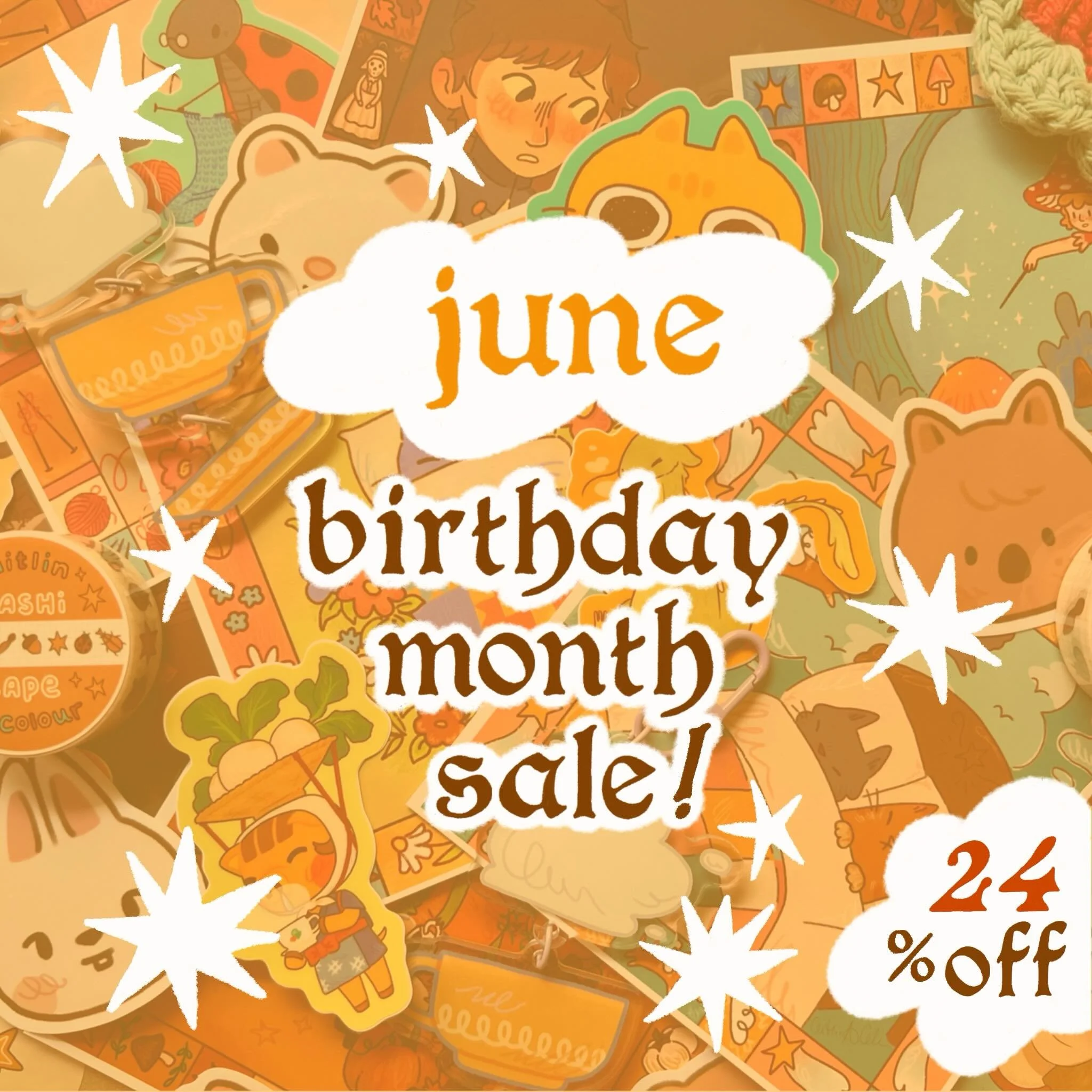 as an early birthday celebration, I am hosting a sh&ouml;p sale until the end of june!

everything is 24% off as well! 🌼

(patr🌼ns in the print and sticker mail tier get an extra 15%)

#smallbusiness #shopsmall