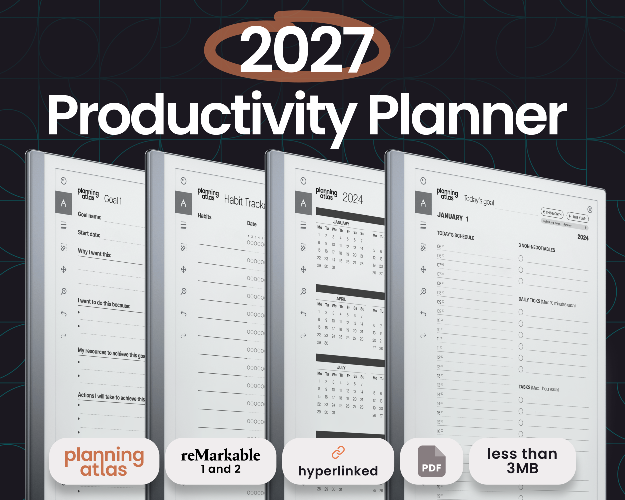 reMarkable2 2027 Productivity Planner