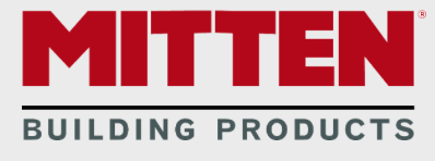 Mitten Building Products logo with red text 'MITTEN' and gray text 'BUILDING PRODUCTS' on a white background.