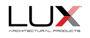 LUX Architectural Products logo in black and red text.