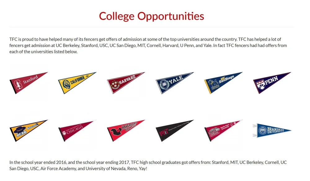 Colleges — The Fencing Center