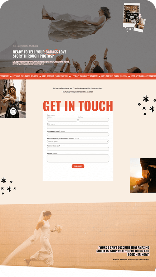 Screenshot of Renegade website template contact page 