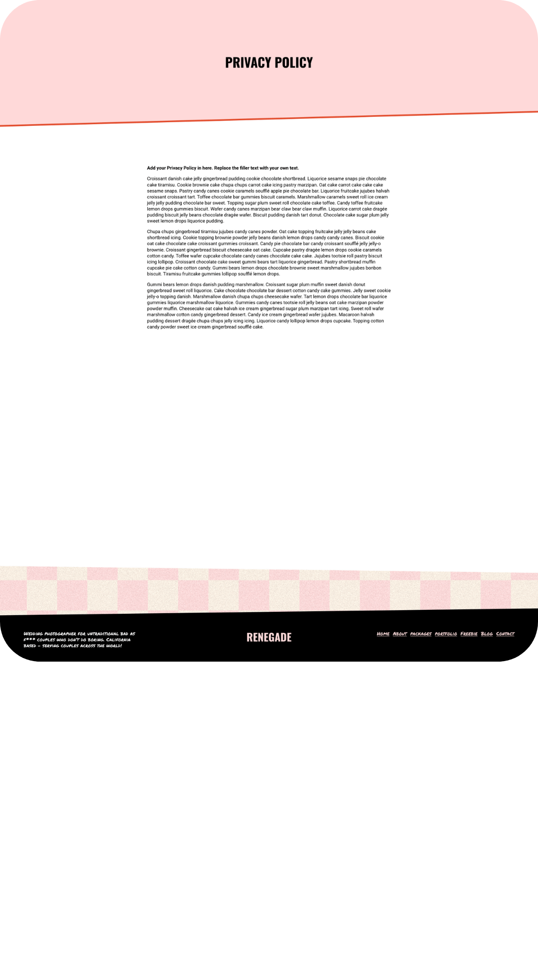Screenshot of Renegade website template legal page