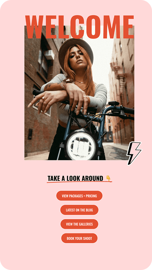 Screenshot of Renegade website template Instagram links page 