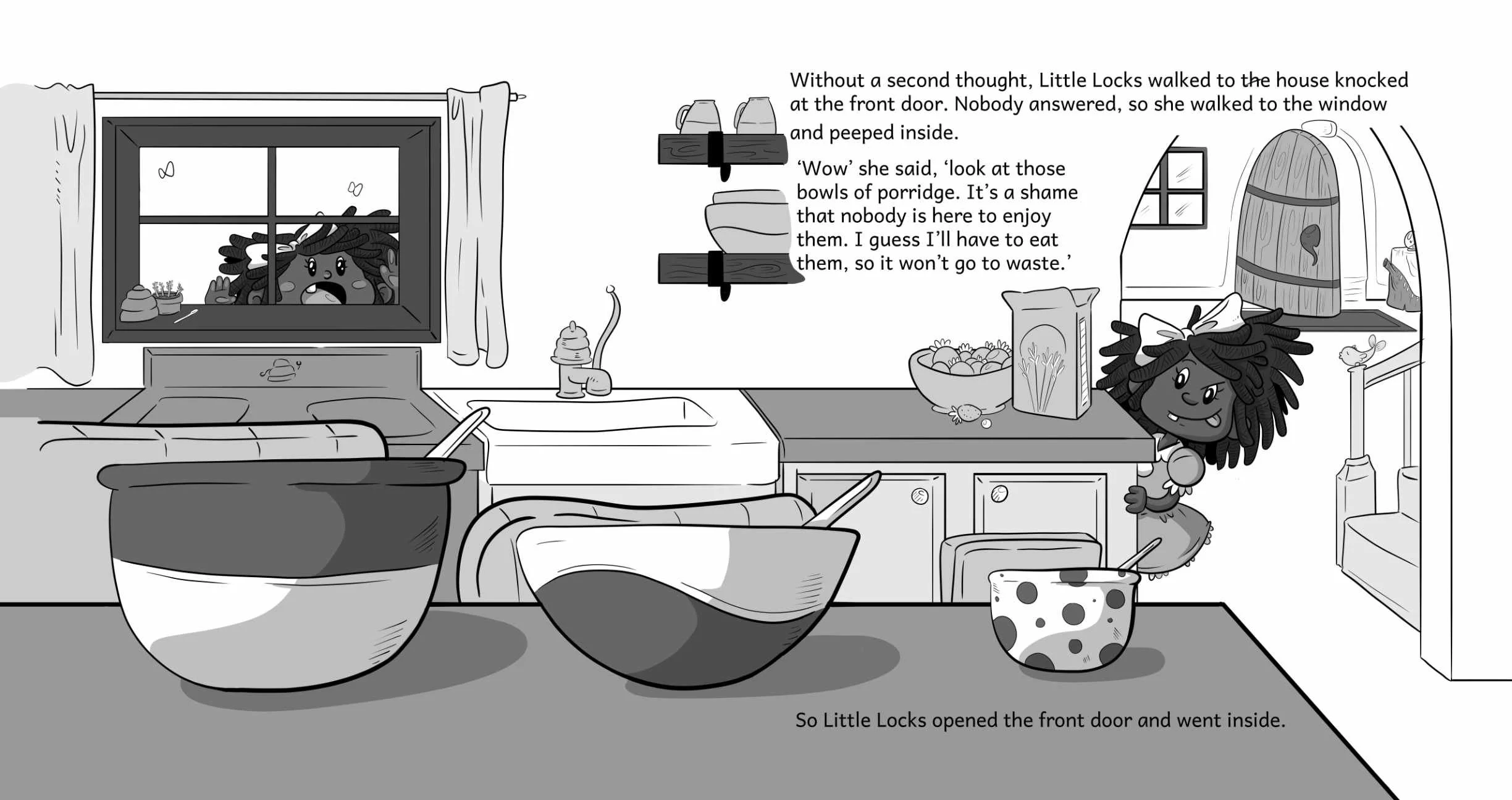 Little Locks, page 4, Little Locks finds the porridge