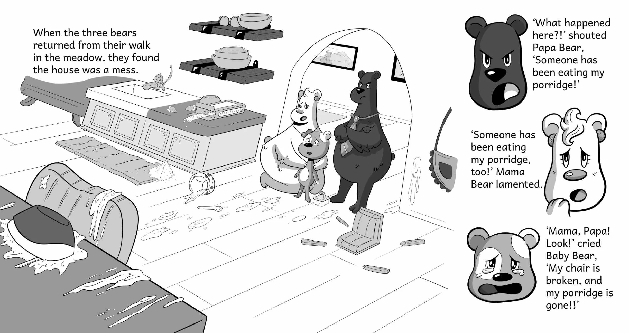 Little Locks, page 8, Bears find the mess