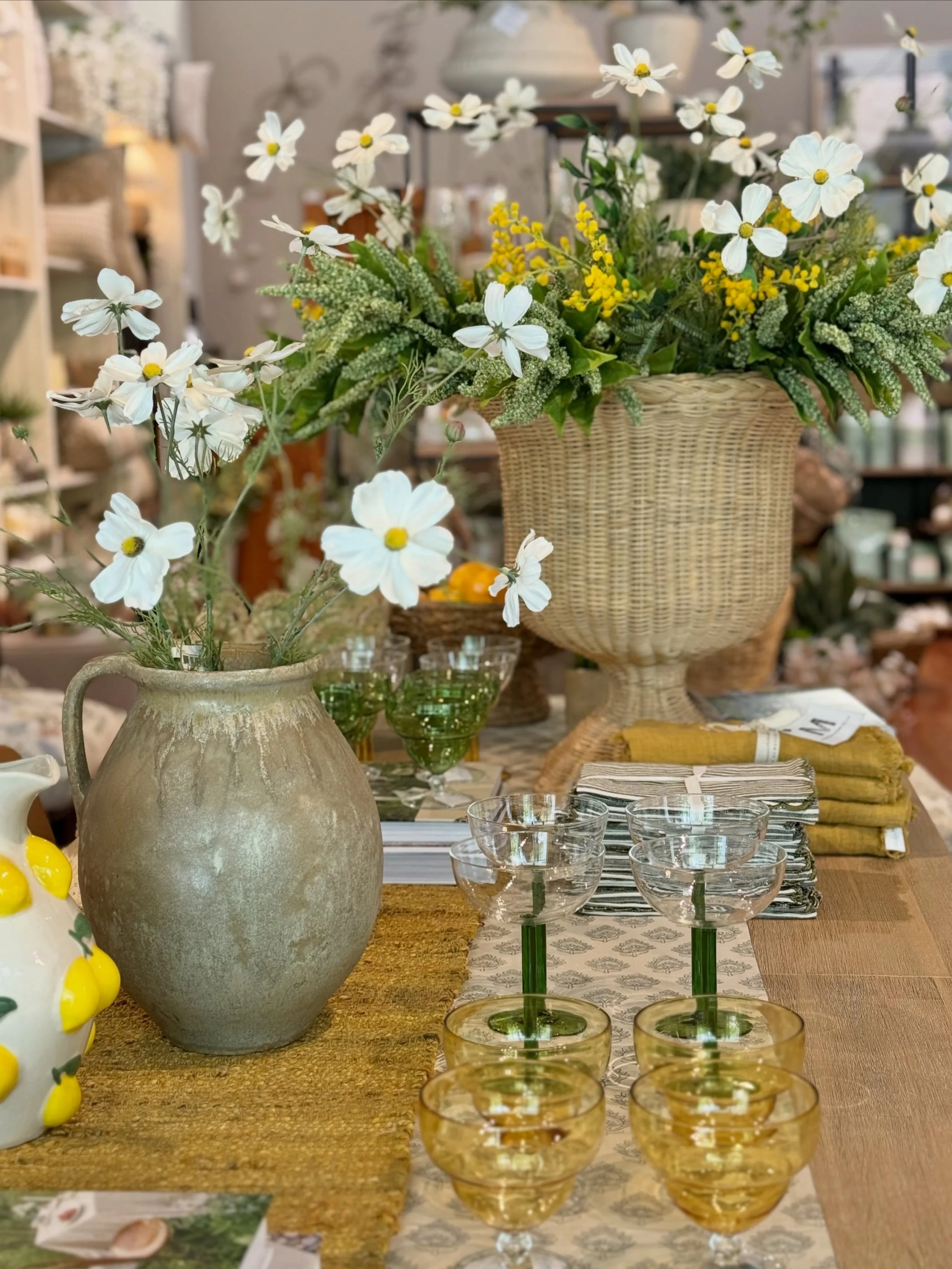 Summer has arrived at MHD 🌼 Layers of natural texture, cheerful florals, and sun-washed colours have us daydreaming about summer entertaining, fresh-picked flowers, and tables set for lingering a little longer. Stop by and discover new arrivals insp