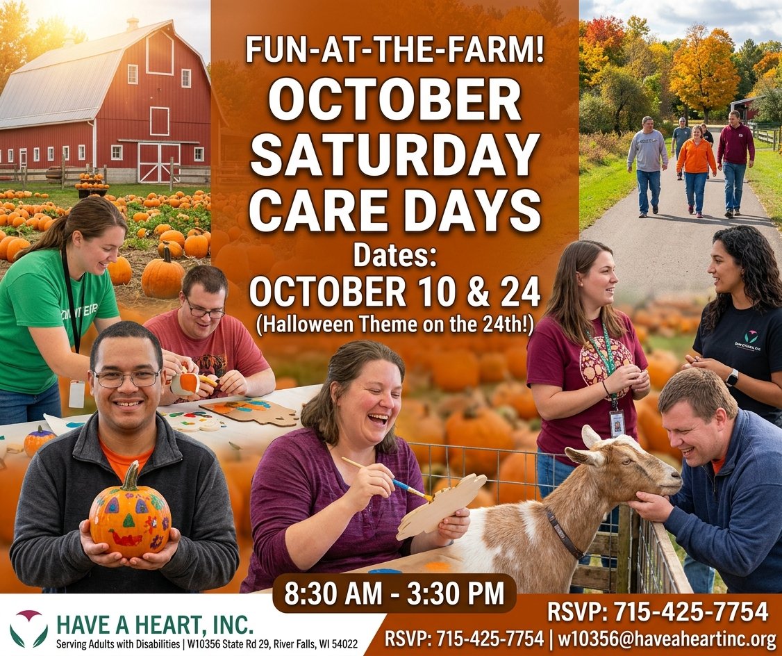 October Fun-At-The-Farm Saturday Care Days – October 10 &amp; October 24!