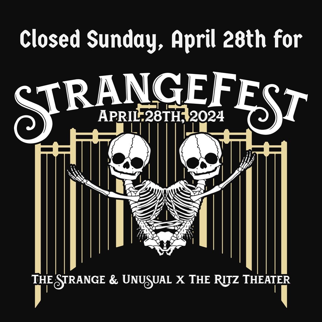 Our store will be CLOSED this Sunday, April 28th but you can find us in Scranton at The Ritz Theatre for StrangeFest ✨Strange Brew will also be there serving coffee! We hope to see you 💀