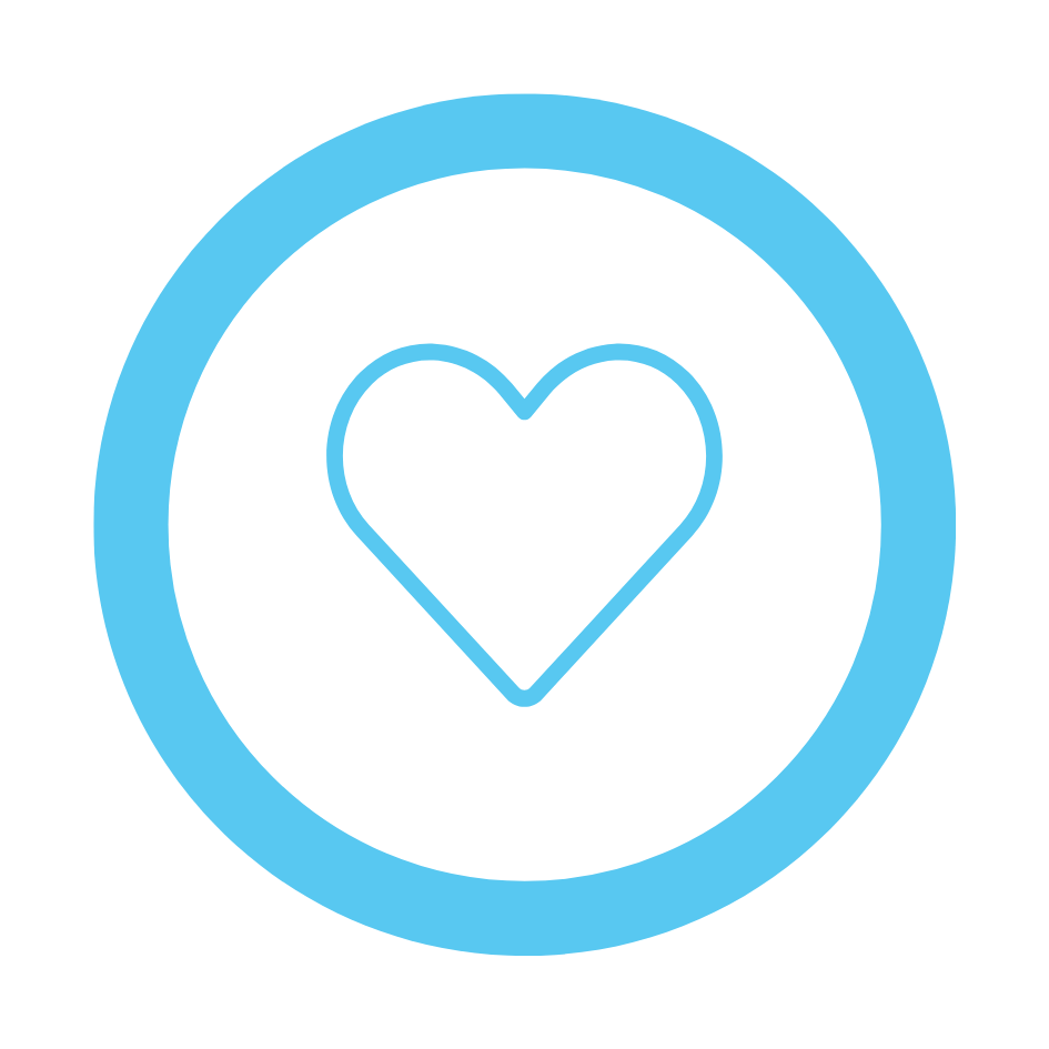 blue line icon of a heart 