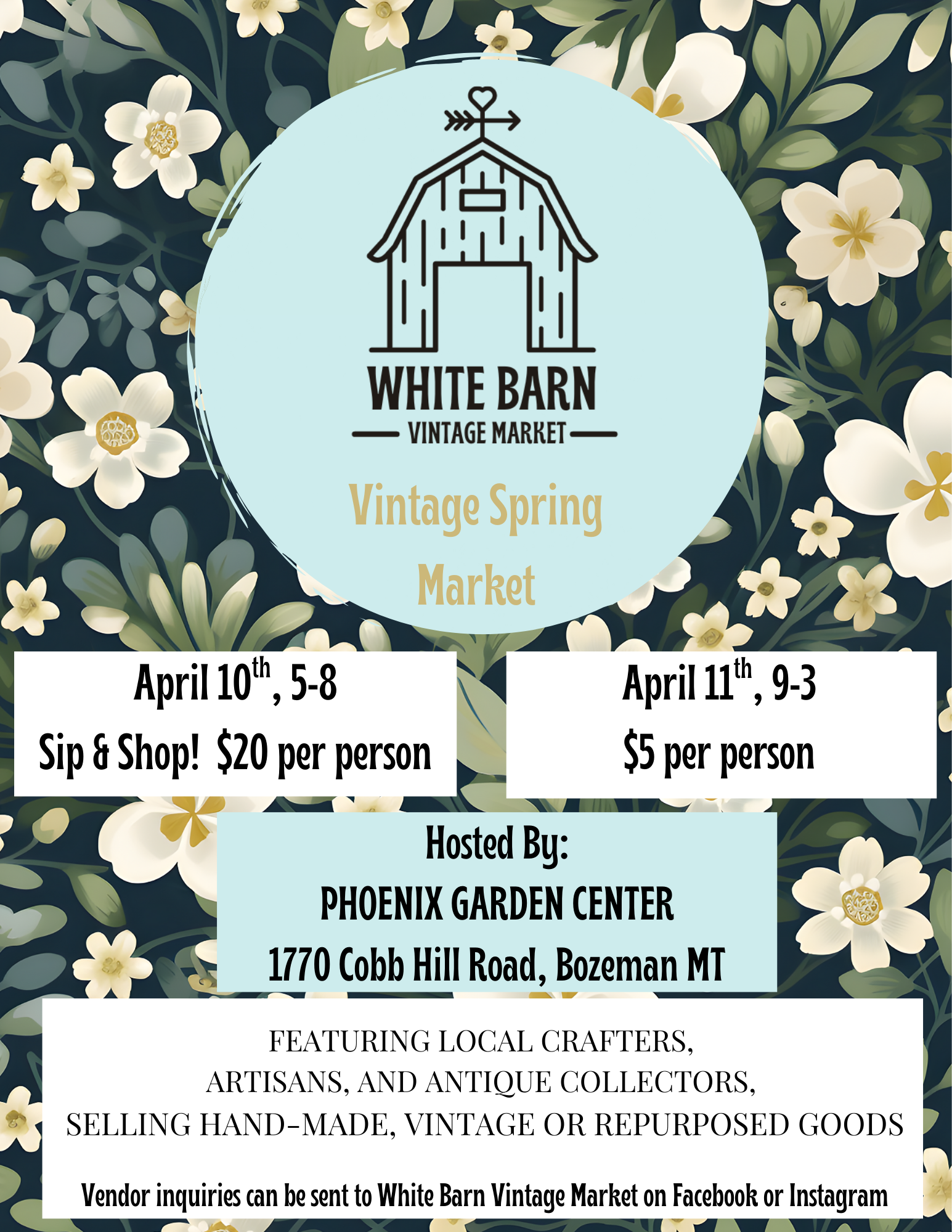 Whitebarn Vintage Spring Market Sip &amp; Shop