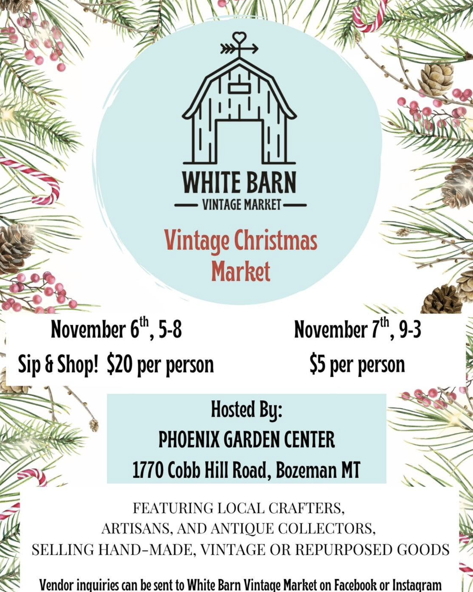 White Barn Vintage Christmas Market - Sip & Shop
