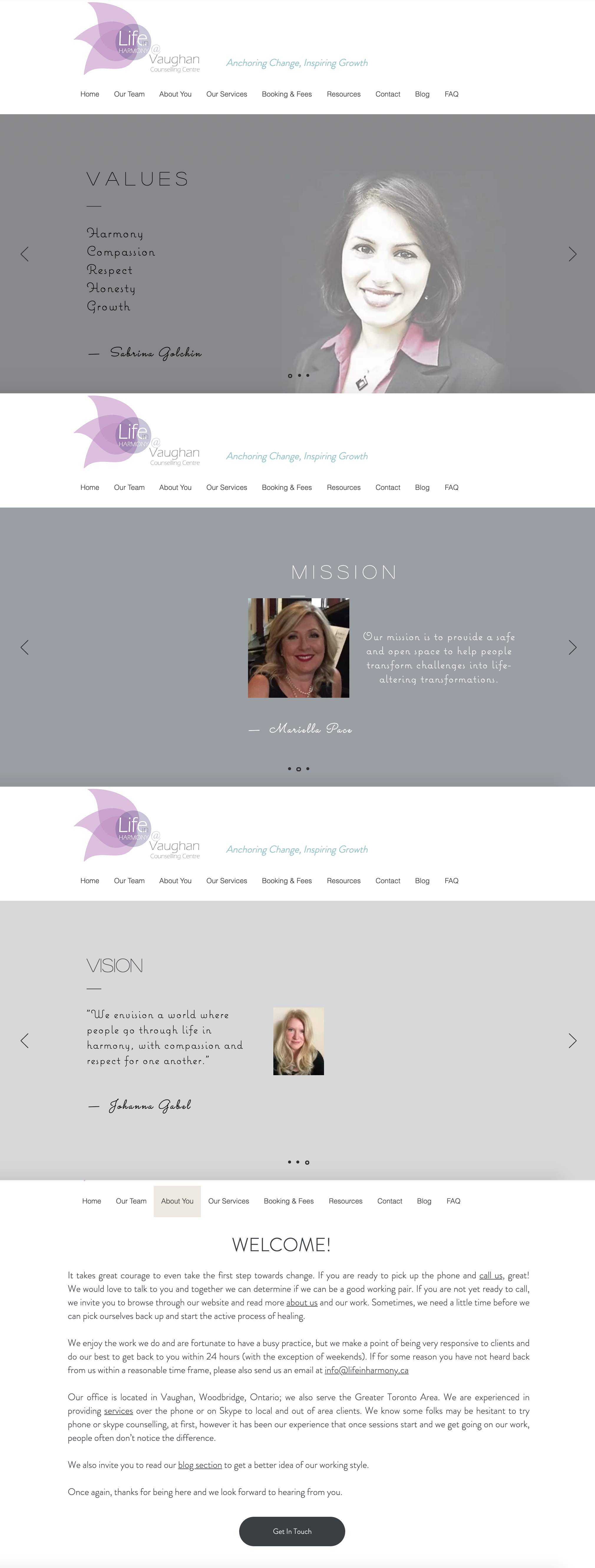 About Us/You Page Before