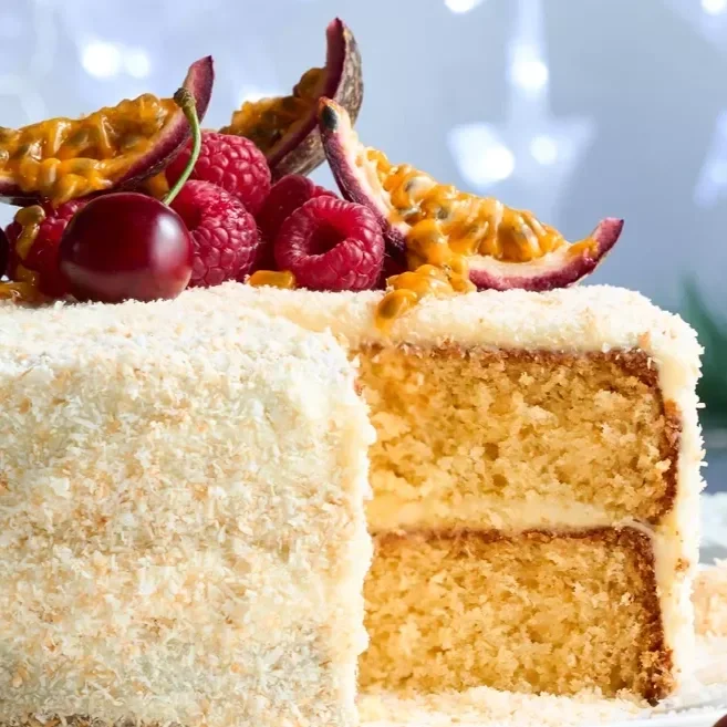 Toasted Coconut & Passionfruit Layer Cake