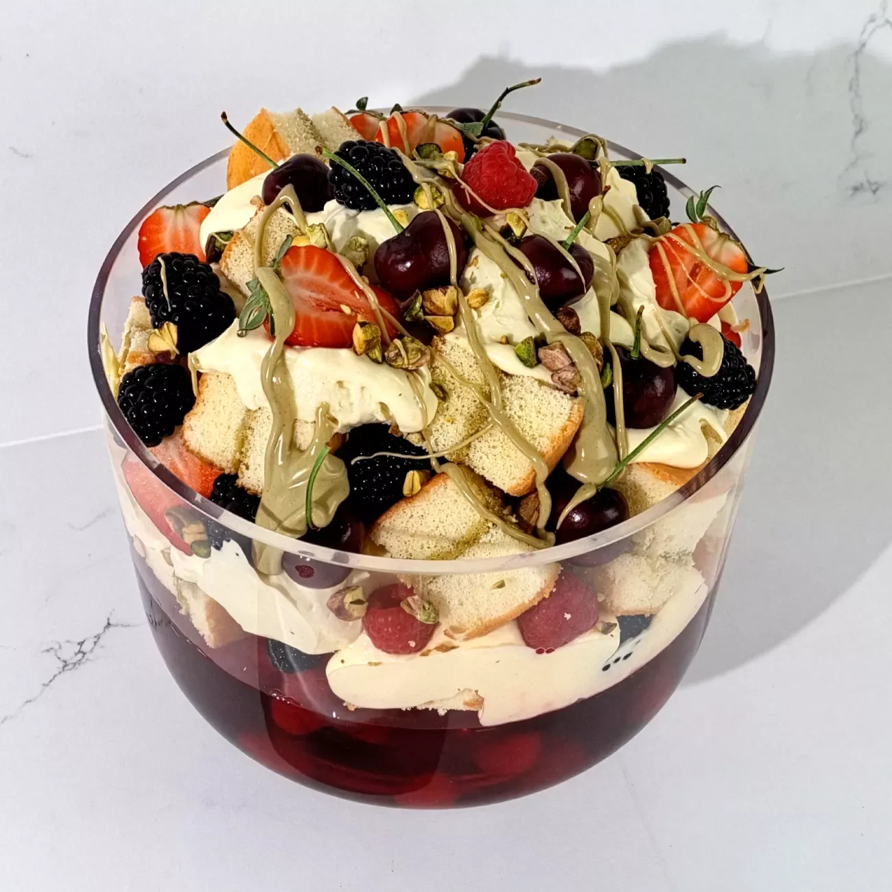 Triple pistachio trifle