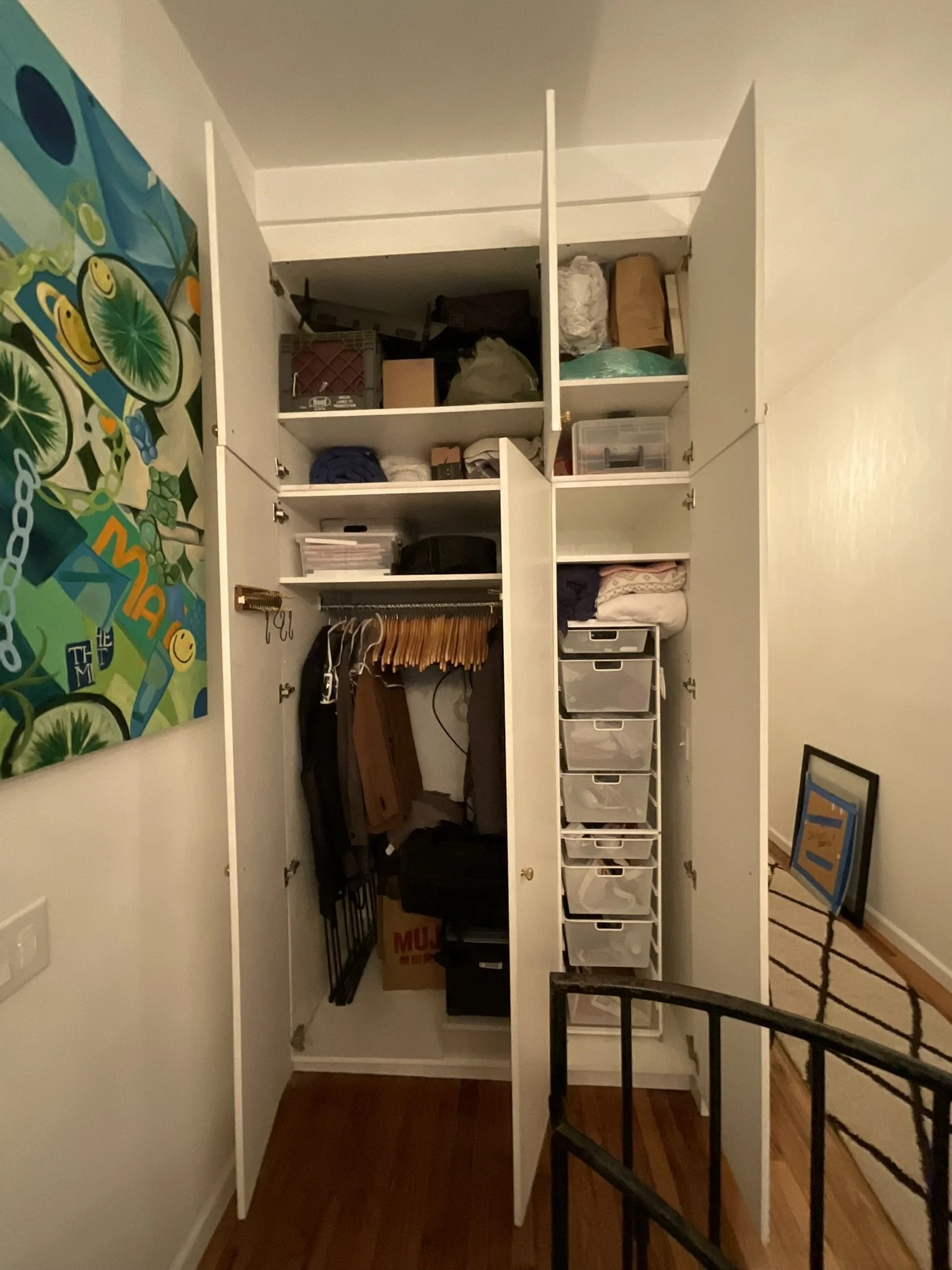 BEFORE:  Bottom right using flimsy after market storage bins