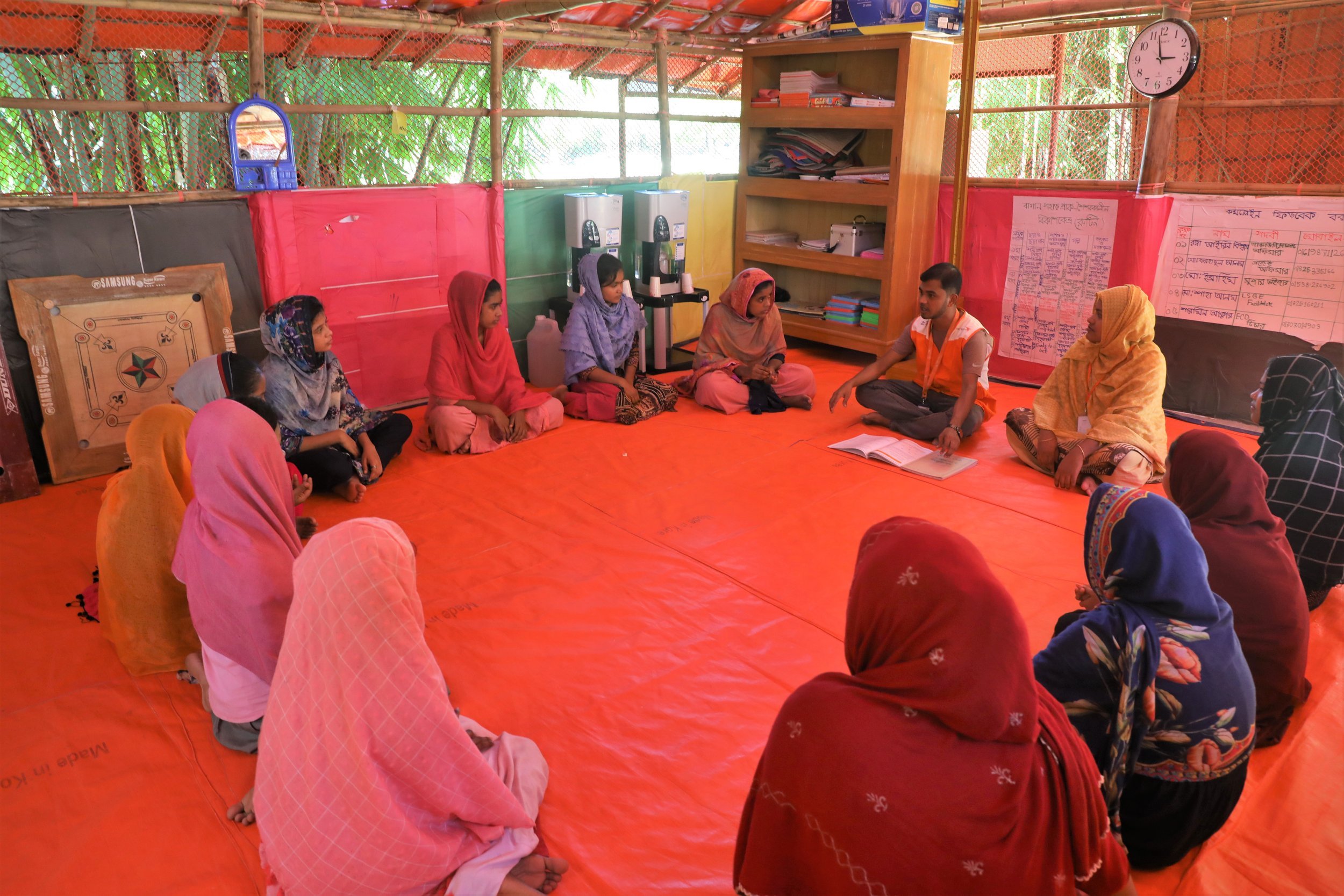  Above: Rifa actively listening in a session with other children in the  adolescent club. Photo: Md. Qazi Shamim Hasan, World Vision Bangladesh 