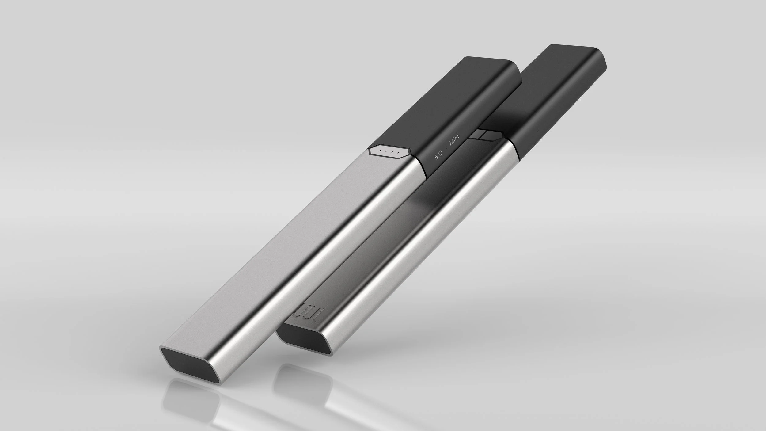 Rendering of JUUL2 Devices floating above a reflective surface.