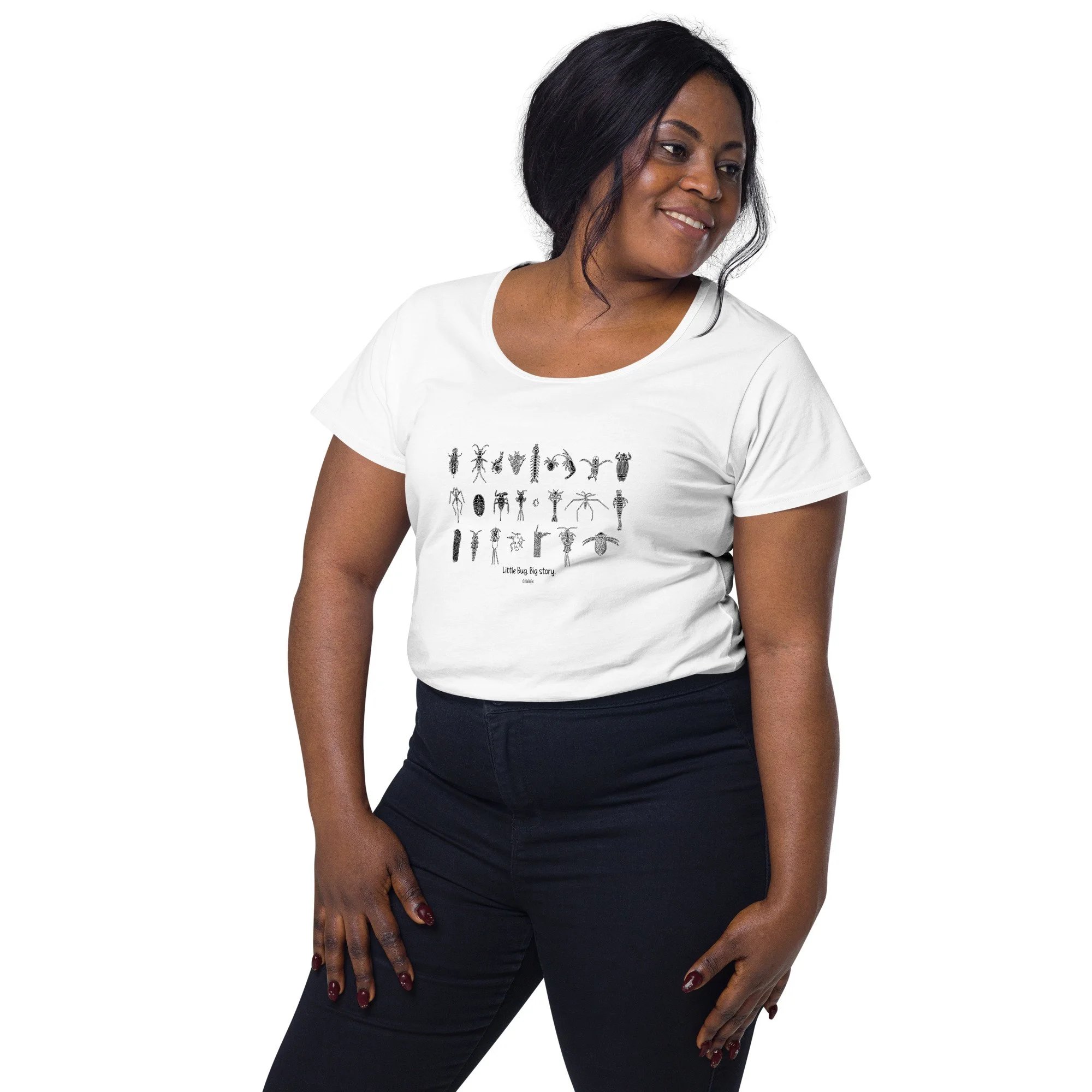 Little Bug. Big Story Scoop Neck Tee - White