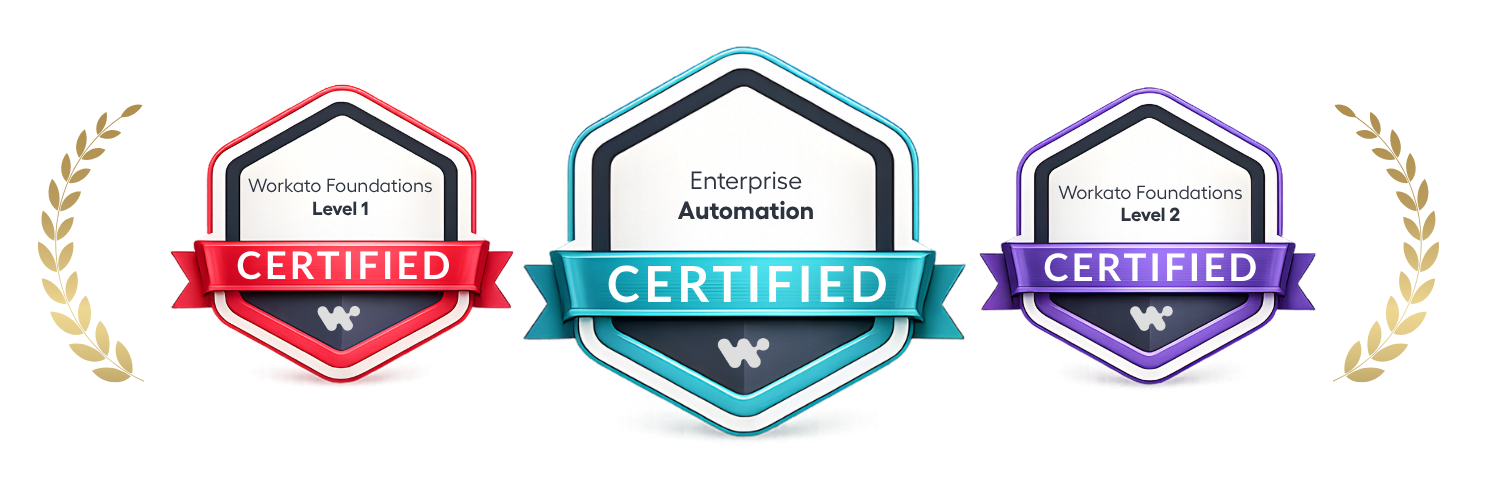 Workato Enterprise Automation, Foundation level 1 and 2 badges