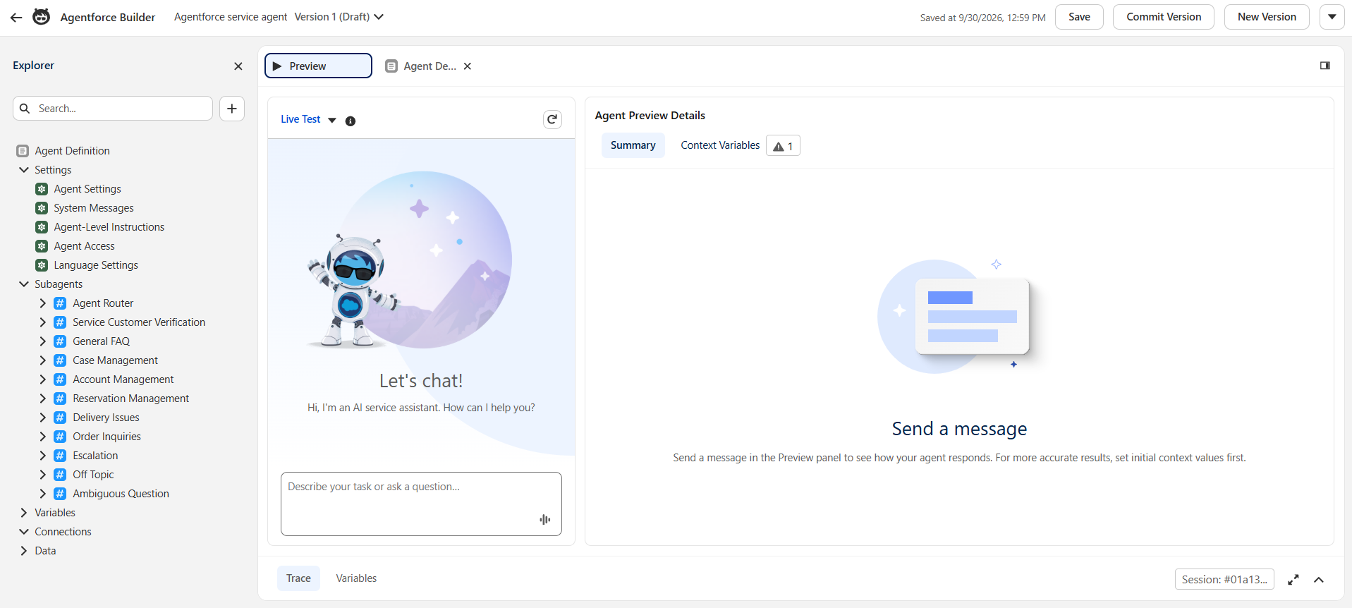Test your agents in Agentforce Plan Tracer