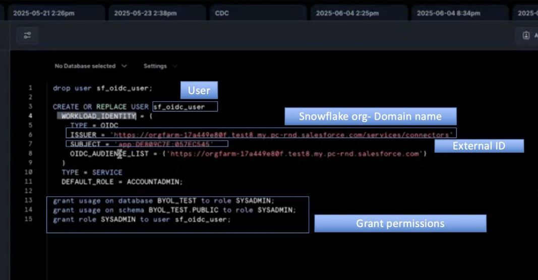 Snowflake OIDC user permissions setup