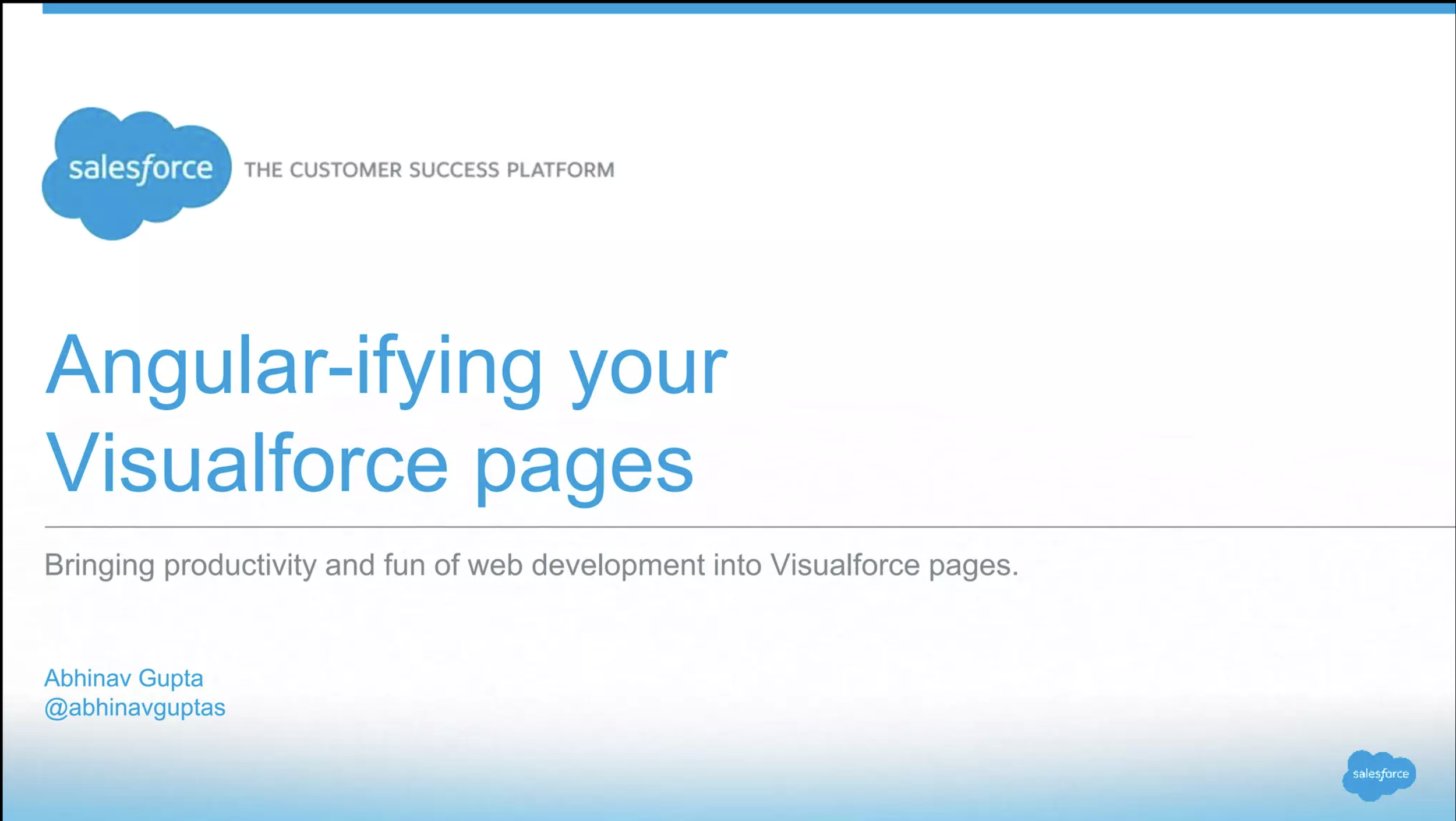 Dreamforce 2015 Session - Angular-ifying your Visualforce pages