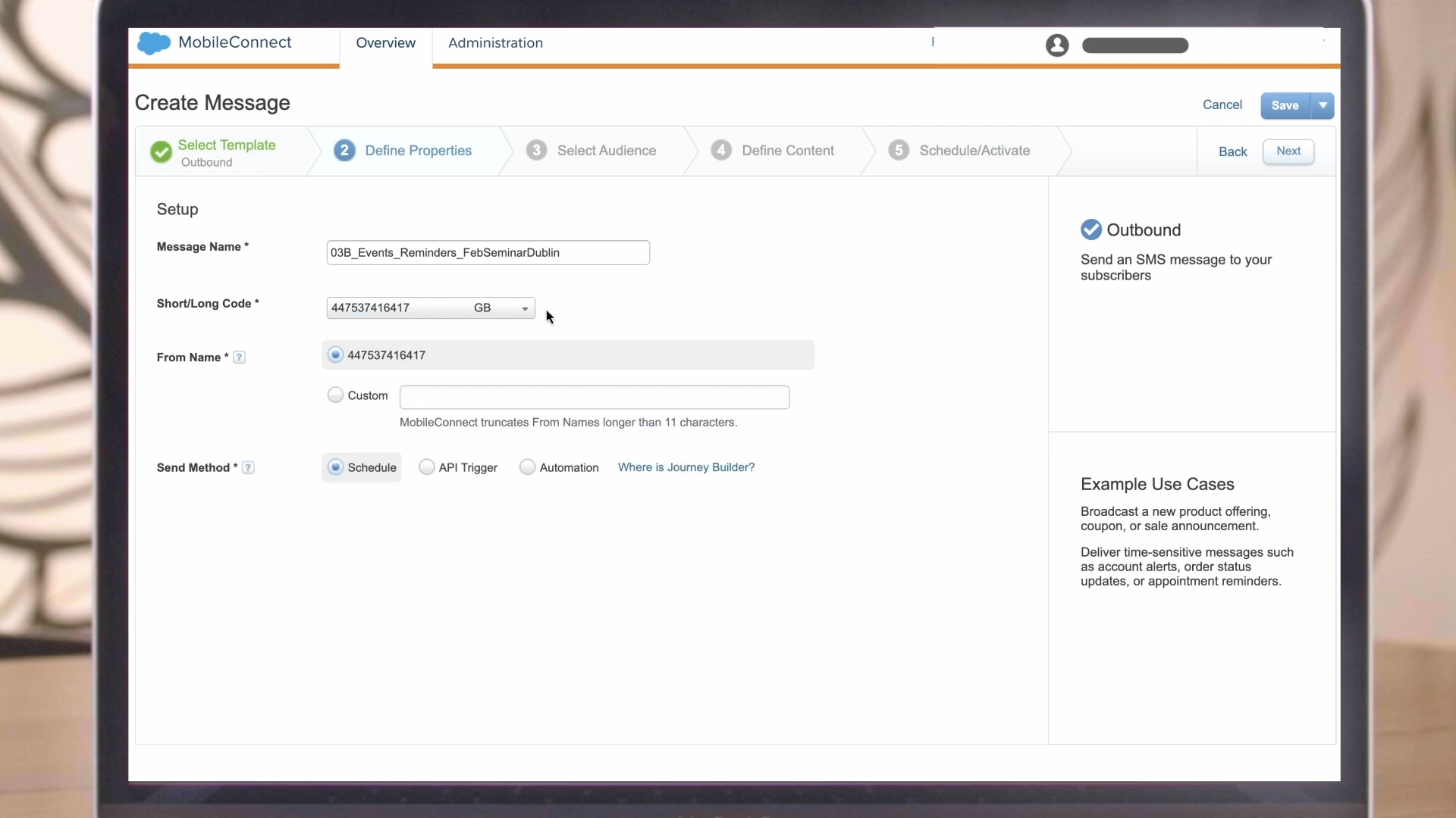 Set up your SMS code or sending number (Image source: SF Support YT)