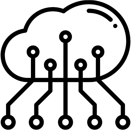 Cloud computing icon with circuit lines